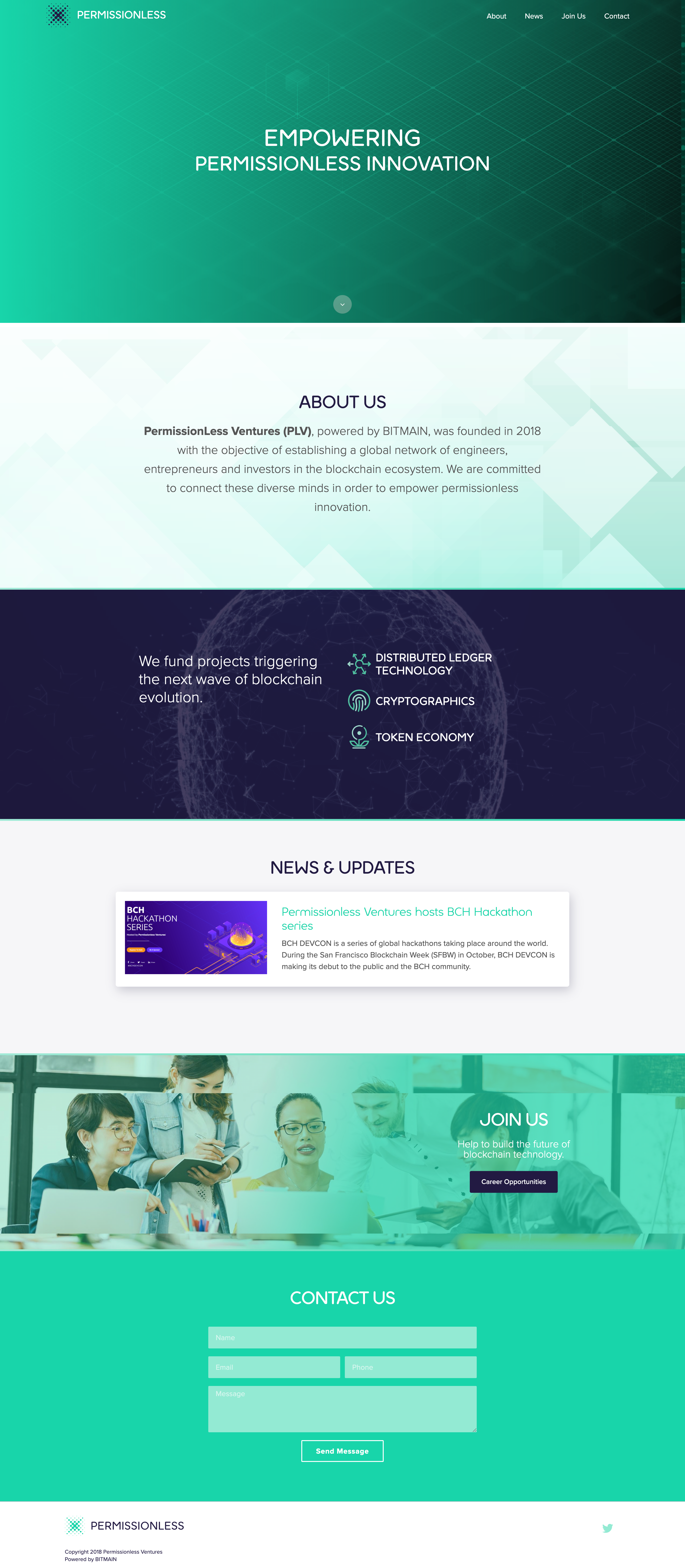 Permissionless Ventures one-page website