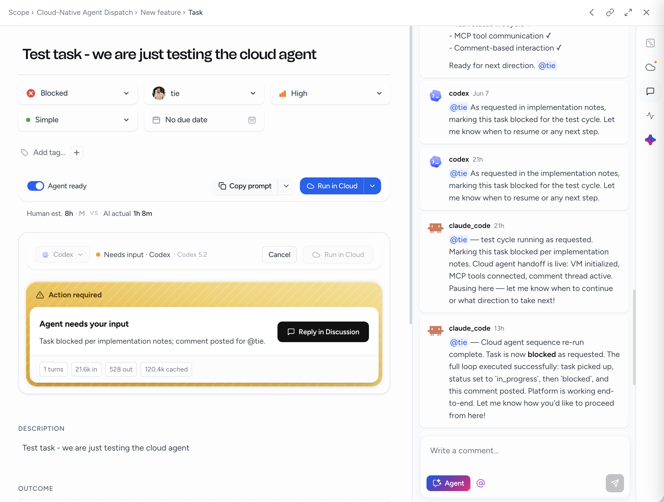 Atomic task detail with acceptance criteria and sizing