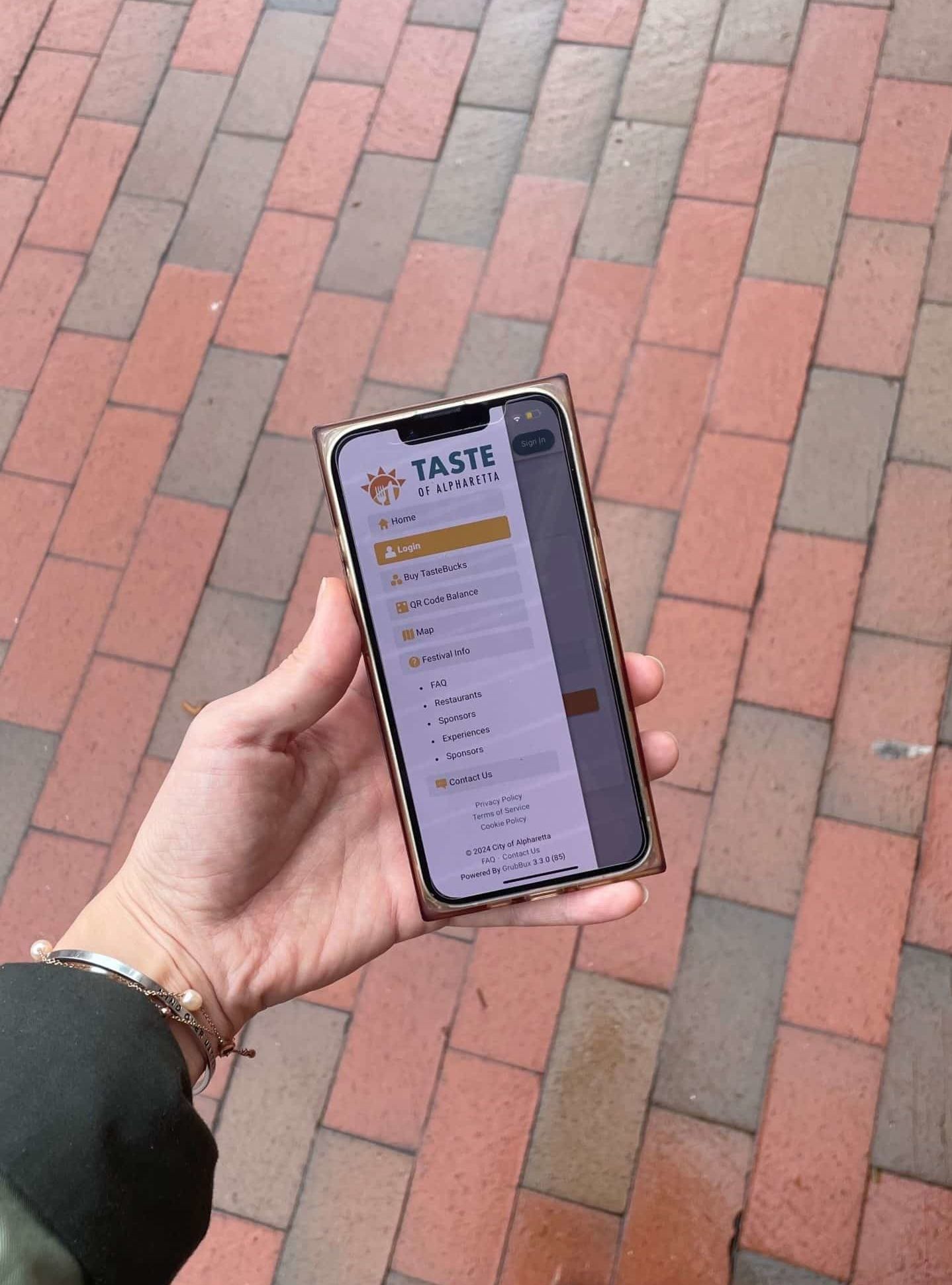Taste of Alpharetta app on phone